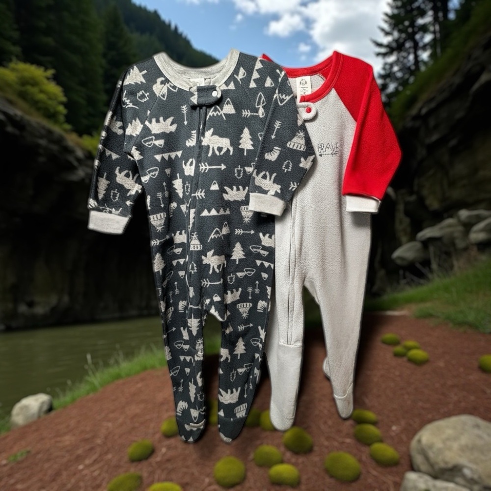 Gerber Kids One Piece Footies - Black and Red